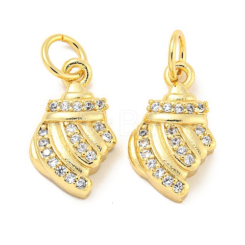 Rack Plating Brass Micro Pave Clear Cubic Zirconia Pendants KK-B093-18G-1