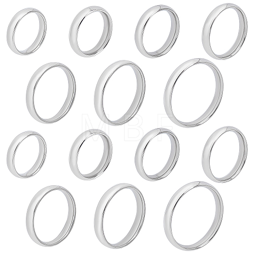 14Pcs 7 Size 304 Stainless Steel Simple Plain Band Finger Ring for Women RJEW-DC0001-02-1