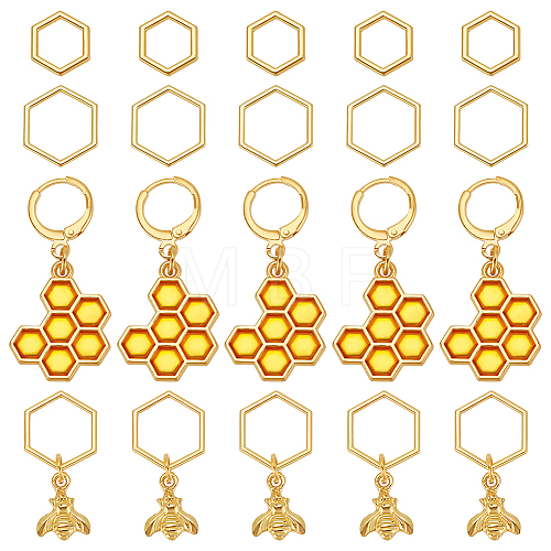  Bee & Honeycomb Zinc Alloy Enamel Pendant Locking Stitch Marker Sets FIND-NB0004-44-1