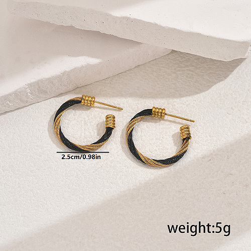 Stylish Stainless Steel Twisted C-shaped Stud Earrings for Women's Daily Wear NT3408-4-1