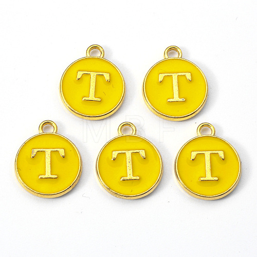 Golden Plated Alloy Enamel Charms ENAM-S118-09T-1