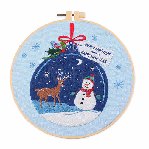 DIY Christmas Theme Embroidery Kits XMAS-PW0001-175I-1