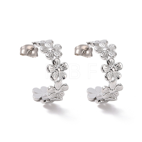 304 Stainless Steel Flower Wrap Stud Earrings EJEW-G326-03P-1