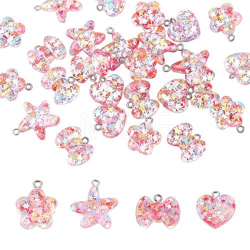 32Pcs 4 Styles Transparent Resin Pendants RESI-SZ0001-75-1