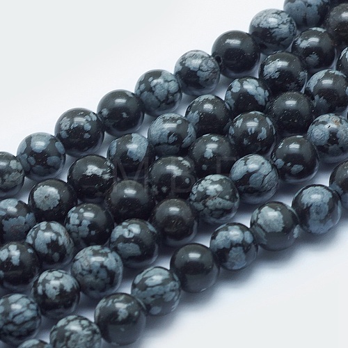 Natural Snowflake Obsidian Beads Strands G-K287-03-8mm-1