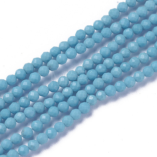 Synthetic Turquoise Beads Strands X-G-F596-39-2mm-1