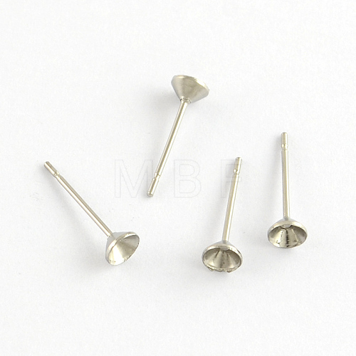 Non-Tarnish 304 Stainless Steel Flat Round Blank Peg Stud Earring Settings STAS-R055-15-1