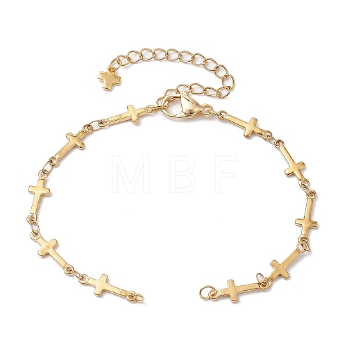 304 Stainless Steel Cross Link Chain Bracelet Making AJEW-JB01299-01-1