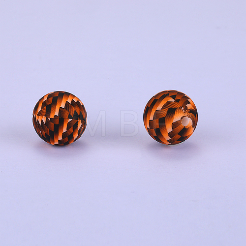 Printed Round Silicone Focal Beads SI-JX0056A-207-1