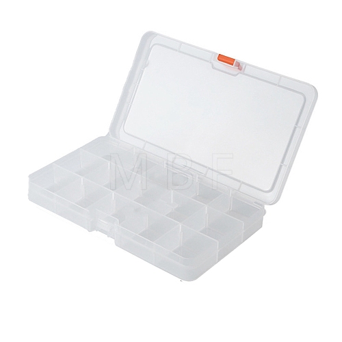 15 Grids Transparent Rectangle Plastic Beads Storage Containers PAAG-PW0012-03-1