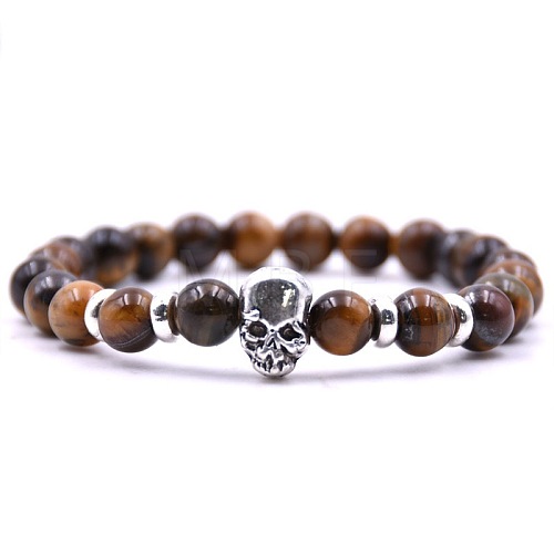 Natural Tiger Eye Stretch Bracelets OR4377-2-1