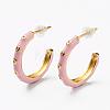 Brass Enamel Half Hoop Earrings EJEW-L234-046-2