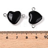 Natural Obsidian Love Heart Pendants G-T138-205D-P-3