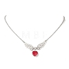 Red Heart with Alloy Angel Wings Pendant 304 Stainless Steel Cable Chain Necklaces NJEW-TA00218-2