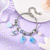 European Blue White Handmade Porcelain Ocean Fish Turtle Shell Charm Brass Snake Chain Bracelets BJEW-JB14402-1