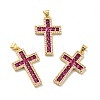 Cross Brass Micro Pave Cubic Zirconia Pendants KK-G419-18G-2