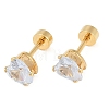 Heart Glass Ear Fake Plugs EJEW-H105-25G-D-5