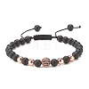 4Pcs 4 Color Natural Obsidian & Synthetic Hematite Braided Bead Bracelet with Cubic Zirconia BJEW-JB08117-3