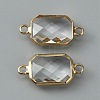 Glass Connector Charms GLAA-WH0036-16K-2