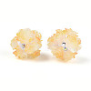 Polymer Clay Rhinestone Beads with Embossed Resin Roses RESI-T059-04K-2