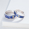 2Pcs Alloy Enamel Cuff Open Rings for Couple WGE1F67-02-1