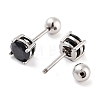 Square 316 Surgical Stainless Steel Pave Cubic Zirconia Ear False Plugs for Women Men EJEW-Z050-33A-01P-2
