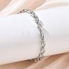 Horse Eye Brass Micro Pave Clear Cubic Zirconia Link Chain Bracelets for Women BJEW-C156-07B-P-1