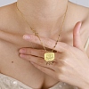 Boho 304 Stainless Steel Evil Eye Pendant Necklaces with Natural Map Stone Tassel for Women WGE9A35-01-3