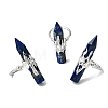 Natural Lapis Lazuli & Brass Cuff Rings for Women RJEW-G374-01P-07-4