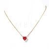 Stainless Steel Pave Cubic Zirconia Heart Pendant Cable Chain Necklaces for Women PW-WG05D07-07-1