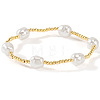 Plastic Imitation Pearl & Brass Beads Stretch Bracelets for Women GJ3337-2-1