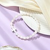 Natural Cultured Freshwater Pearl & Alloy Beads Stretch Bracelets for Women BJEW-JB14103-02-1