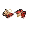 Brass Micro Pave Cubic Zirconia with Acrylic Pendants AC-CJC23E2-01G-01-RS-2