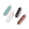 Natural & Synthetic Mixed Stone Double Terminal Pointed Pendants PALLOY-JF01808-1