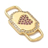 Rack Plating Brass Micro Pave Clear & Orchid Cubic Zirconia Heart Mask Connector Charms KK-L224-065G-2