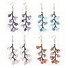 Glass Seed with Natural South Red Agate & Synthetic Turquoise & Natural Rose Quartz Dangle Cluster Earrings EJEW-MZ00726-2