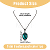 FIBLOOM 6Pcs 6 Colors Glass Oval Pendant Necklaces Set with Black Alloy Chains NJEW-FI0001-46-9