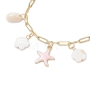 3Pcs 3 Colors Natural Freshwater Shell Beads & Alloy Enamel Charm Bracelets BJEW-JB12214-4