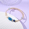 Round & Oval Natural Apatite & Lapis Lazuli & Dyed Quartz & Cultured Freshwater Pearl & Non-magnetic Synthetic Hematite Beaded Bangles BJEW-JB14080-01-1