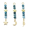 3Pcs 3 Styles Natural Apatite Faceted Round Beaded Pendants PALLOY-JF03604-05-2