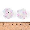 Polymer Clay Rhinestone Beads with Embossed Resin Roses RESI-T059-04M-3