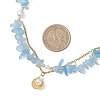 Natural Aquamarine Chips Beads Necklaces & Bracelets Sets for Women SJEW-JS01372-01-3