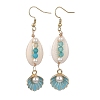 Natural Agate & Cultured Freshwater Pearl & Cowrie Shell Beads Dangle Earrings EJEW-JE07200-3
