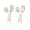 Crystal Rhinestone Scissor Lapel Pin with Plastic Pearl JEWB-N007-061-1