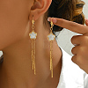 Bohemian Style Long Tassel Vintage Design Fashion Stainless Steel Flower Hoop Earrings for Women OL4221-1