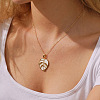 304 Stainless Steel Enamel Hollow Leaf Pendant Necklaces for Women WGF8C1A-03-1