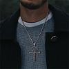 Skull Cross Pendant Necklace Vintage Titanium Steel Ankh Necklace Charm Neck Chain Jewelry Gift for Women Men Birthday Easter Thanksgiving Day JN1110A-2