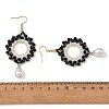 Brass Glass Beads Dangle Earrings EJEW-MZ00764-02-4