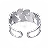 Non-Tarnish 304 Stainless Steel Leaf Wrap Open Cuff Ring RJEW-T023-49P-2