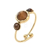 Natural Tiger Eye Adjustable Finger Rings for Women RJEW-A101-01G-02-4